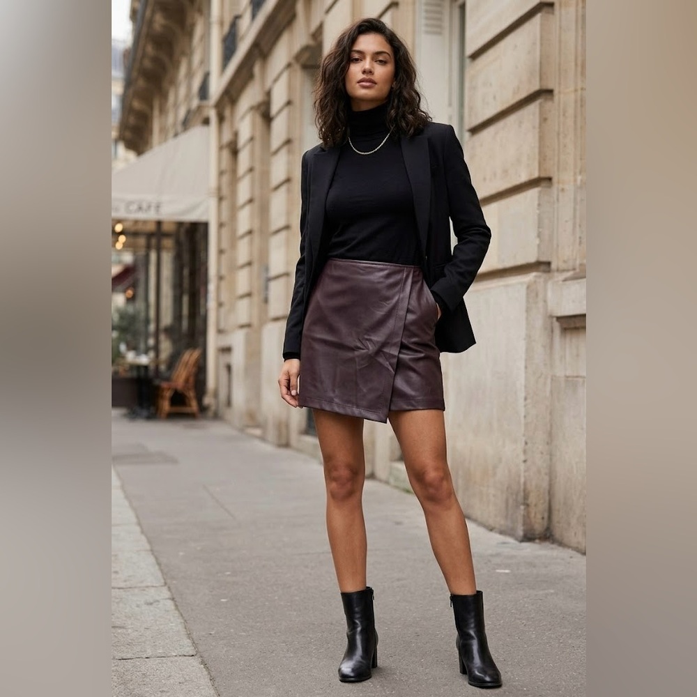 Old Navy Dark Brown Faux Leather Mini Skirt Size M